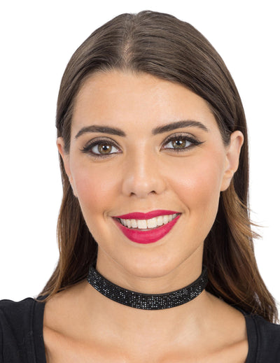Felnőtt fekete strasszos choker nyaklánc