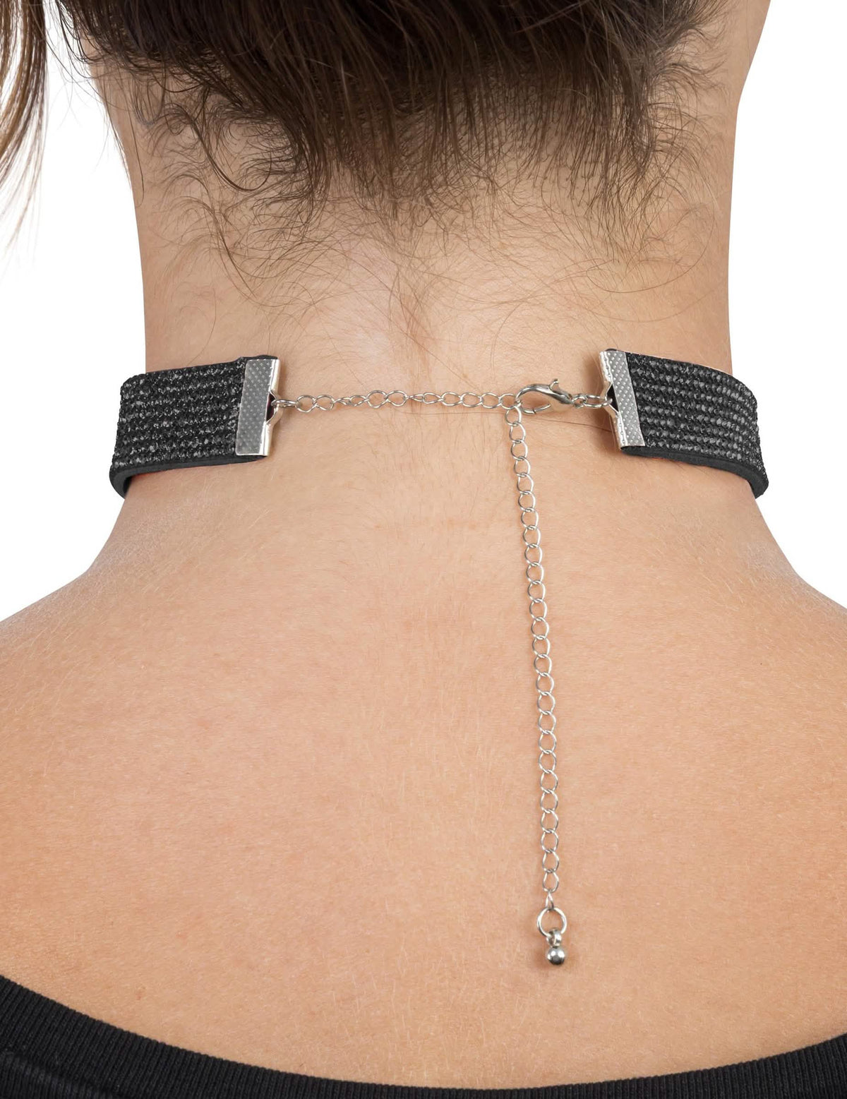 Felnőtt fekete strasszos choker nyaklánc