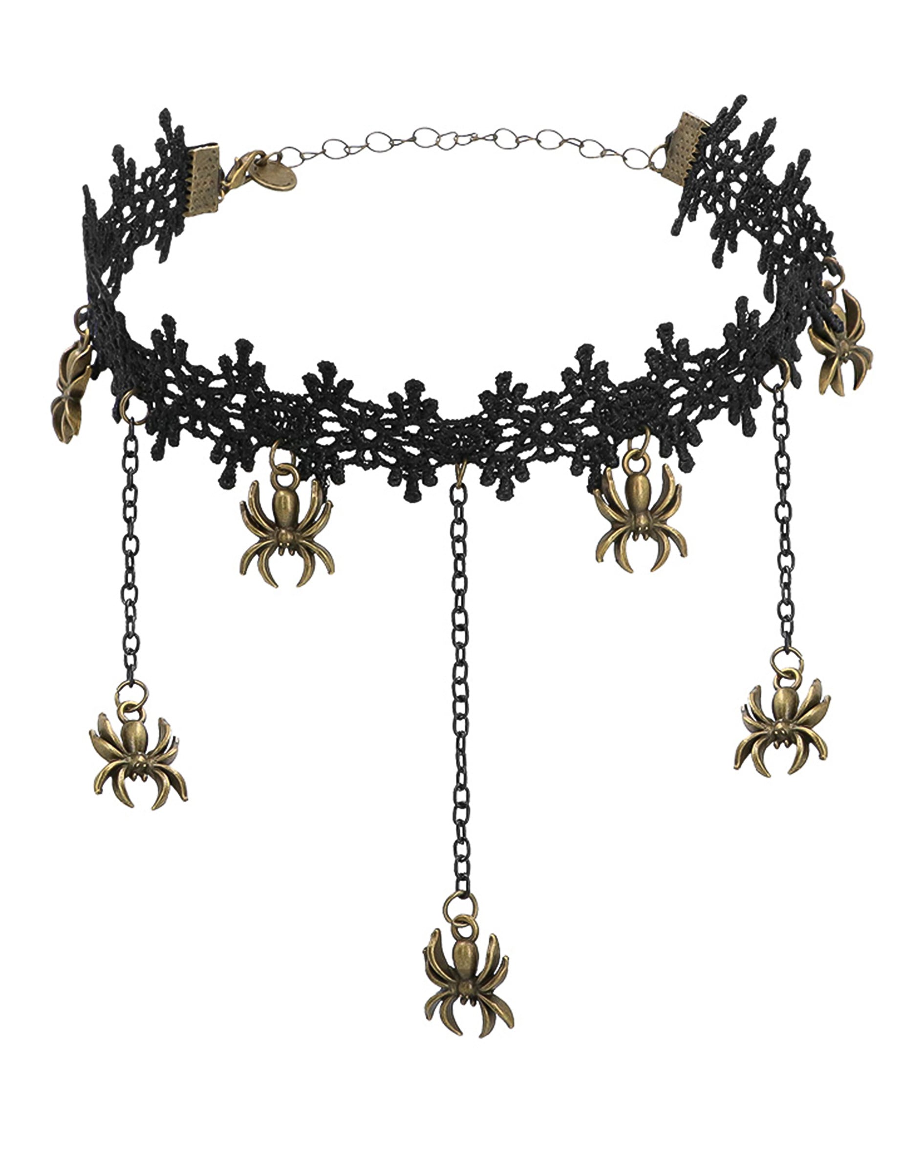 Détail des araignées suspendues du collier ras de cou avec araignées pour adulte