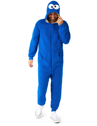 Combinaison Cookie Monster Sesame Street pour adulte bleue en peluche