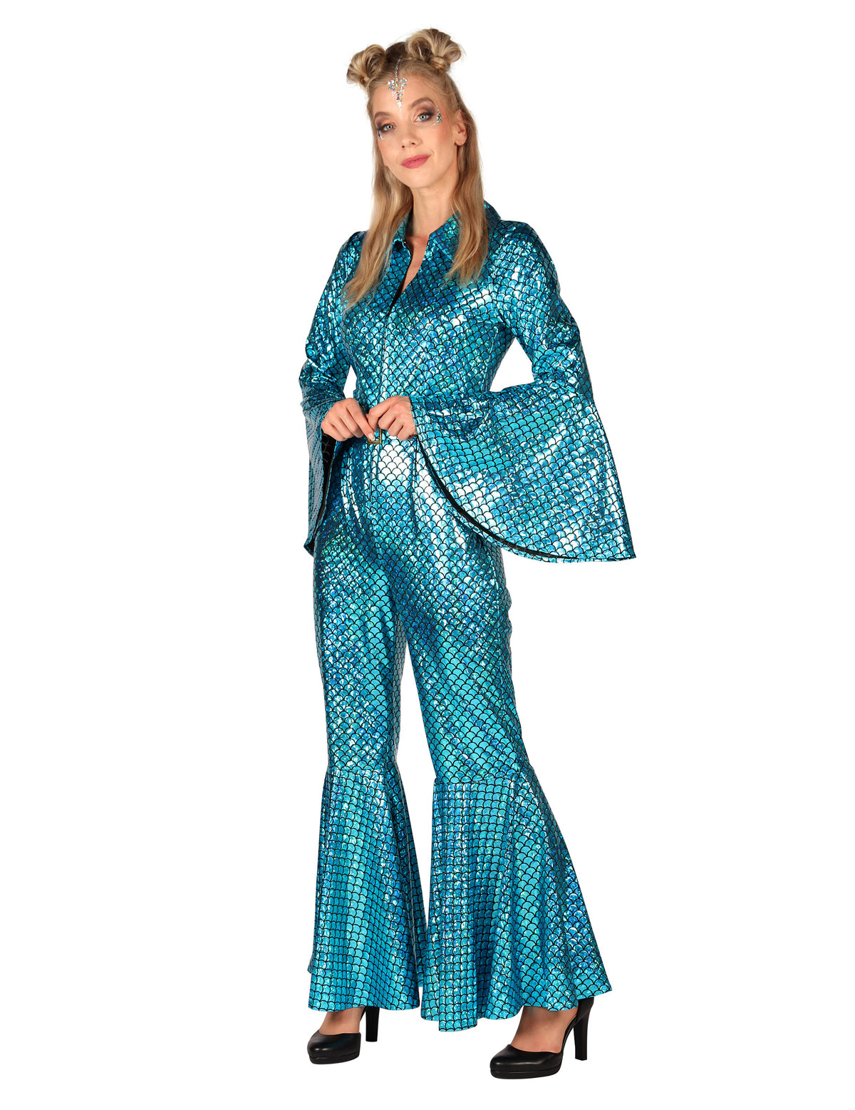 Combinaison étoile éblouissante turquoise femme