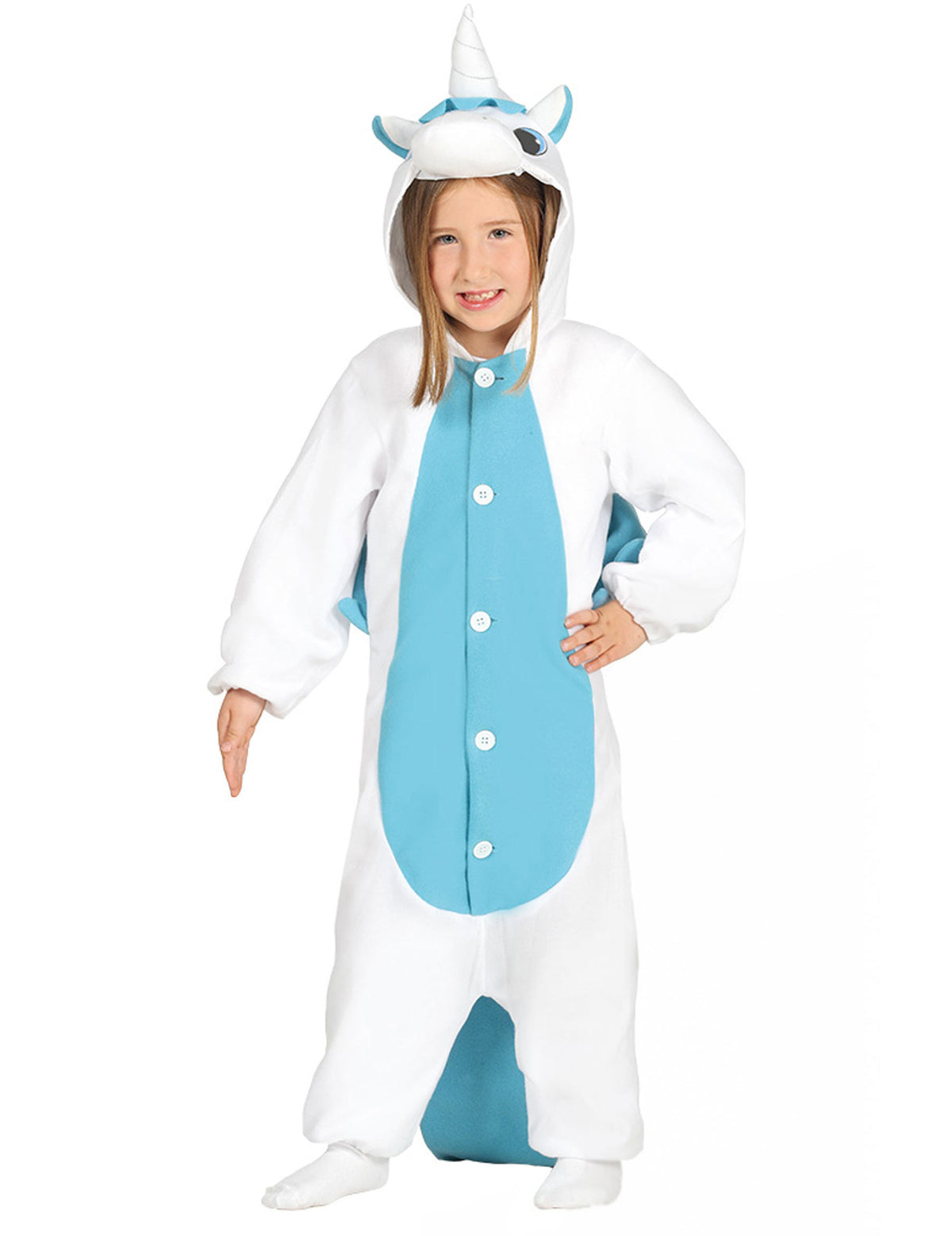 Combinaison licorne pour enfant blanche et bleue