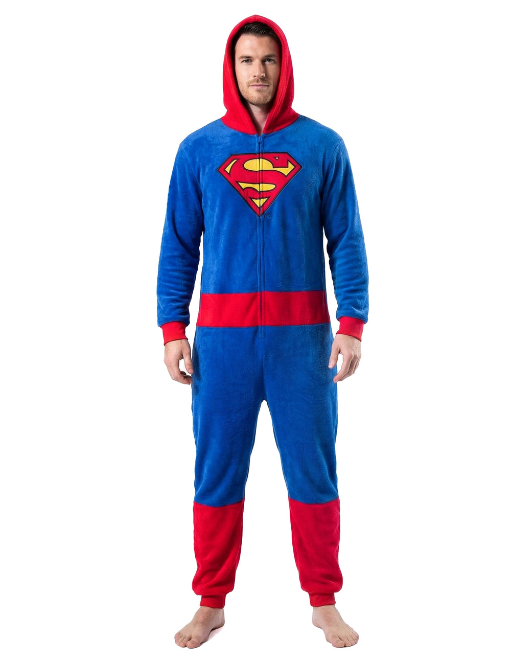 Combinaison Superman™ classique pour adulte bleue et rouge à capuche