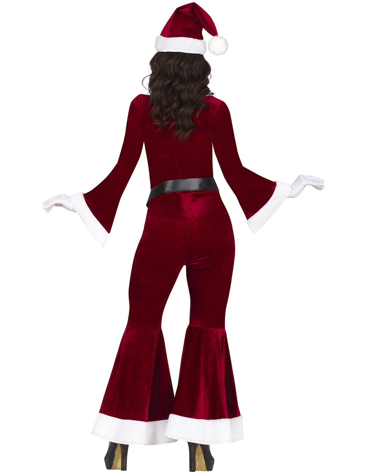 Vue de dos de la combinaison velours Mère Noël pour femme