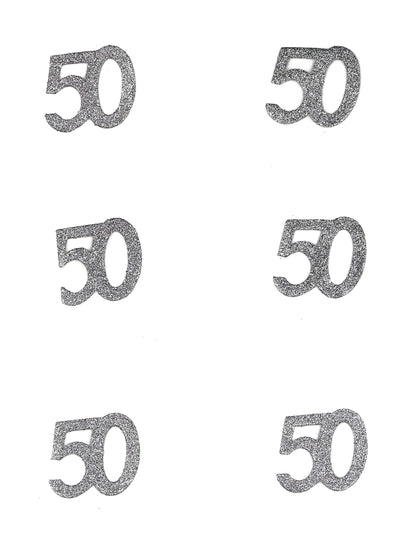 50 éves ezüst csillámos konfetti születésnapra