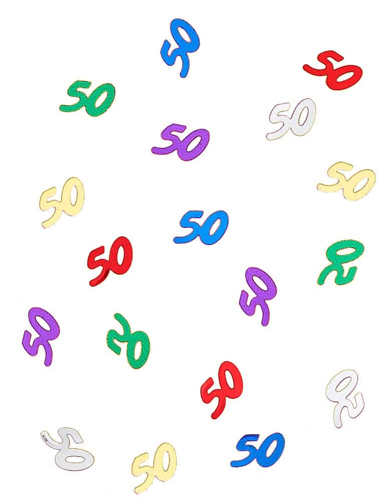 konfetti 50 év születésnapra, többszínű