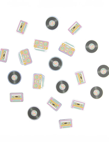 Asztal konfetti kazetták és vinilek 90 -es évek