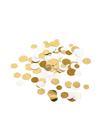 Elefántcsont színű asztali konfetti és arany csillámpor az elegáns dekorációhoz