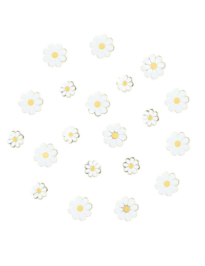 Confettis de table Marguerite pour décoration blancs et jaunes