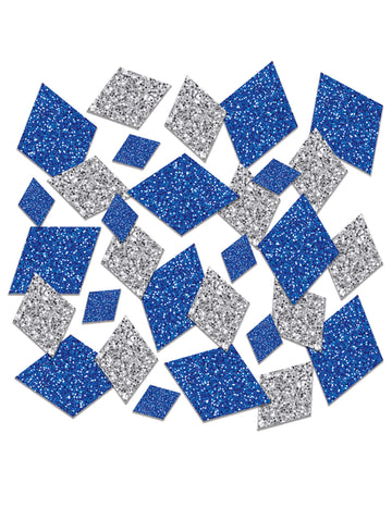 Vegyes kék és ezüst csillámos gyémánt alakú asztali konfetti, 42g