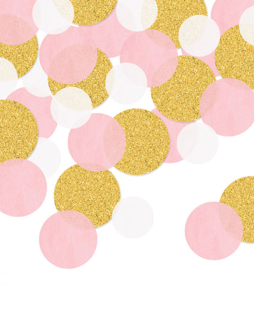 Kerek rózsaszín és arany csillogó asztali konfetti, 42g vegyes