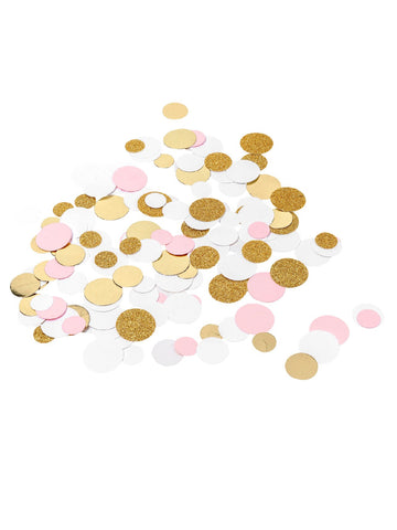 Rózsaszín, fehér és metál arany csillámos asztali konfetti, 14g, partikra