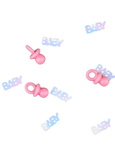 Confettis tétine baby pour baby shower rose