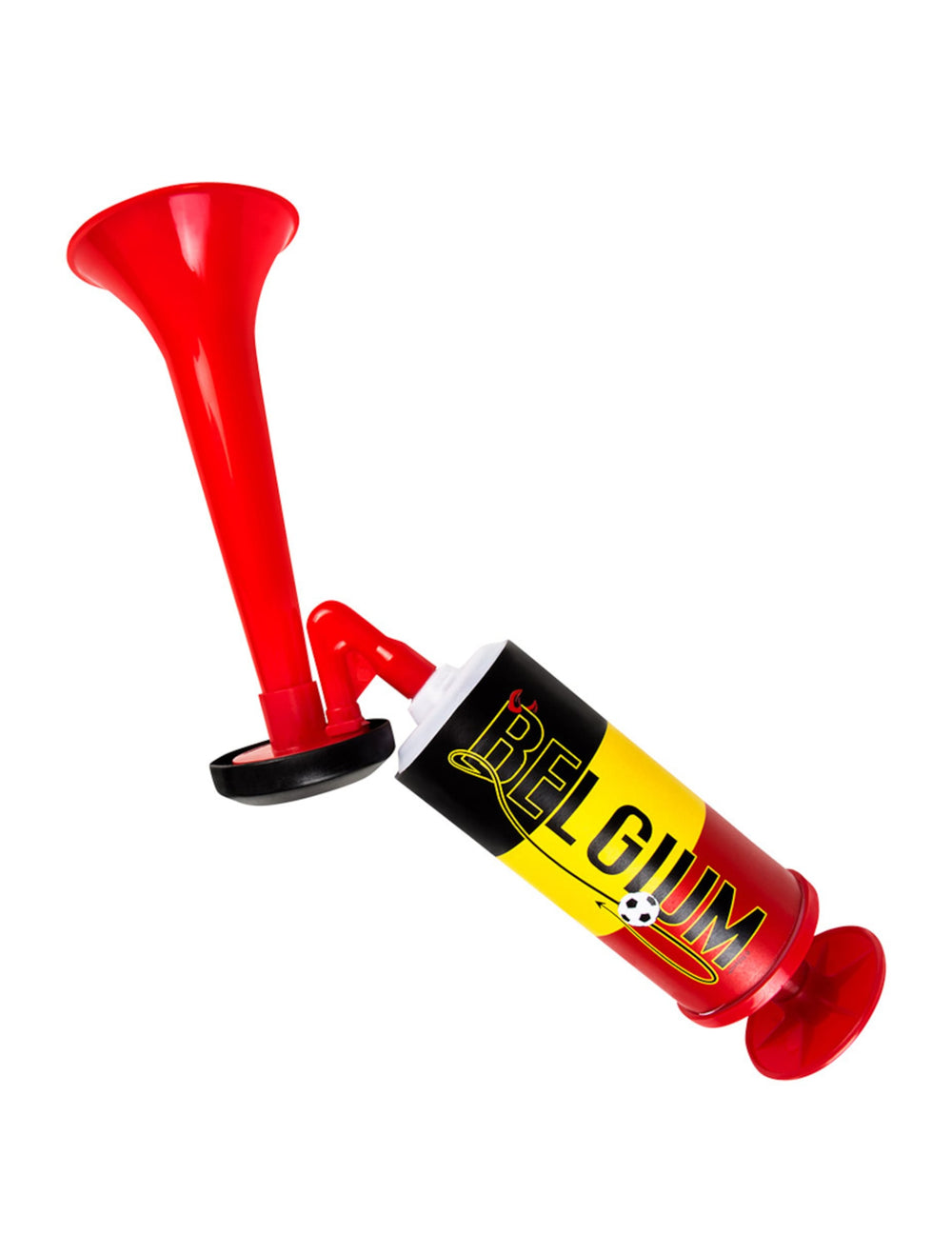 Vue de profil de la corne de brume supporter Belgique