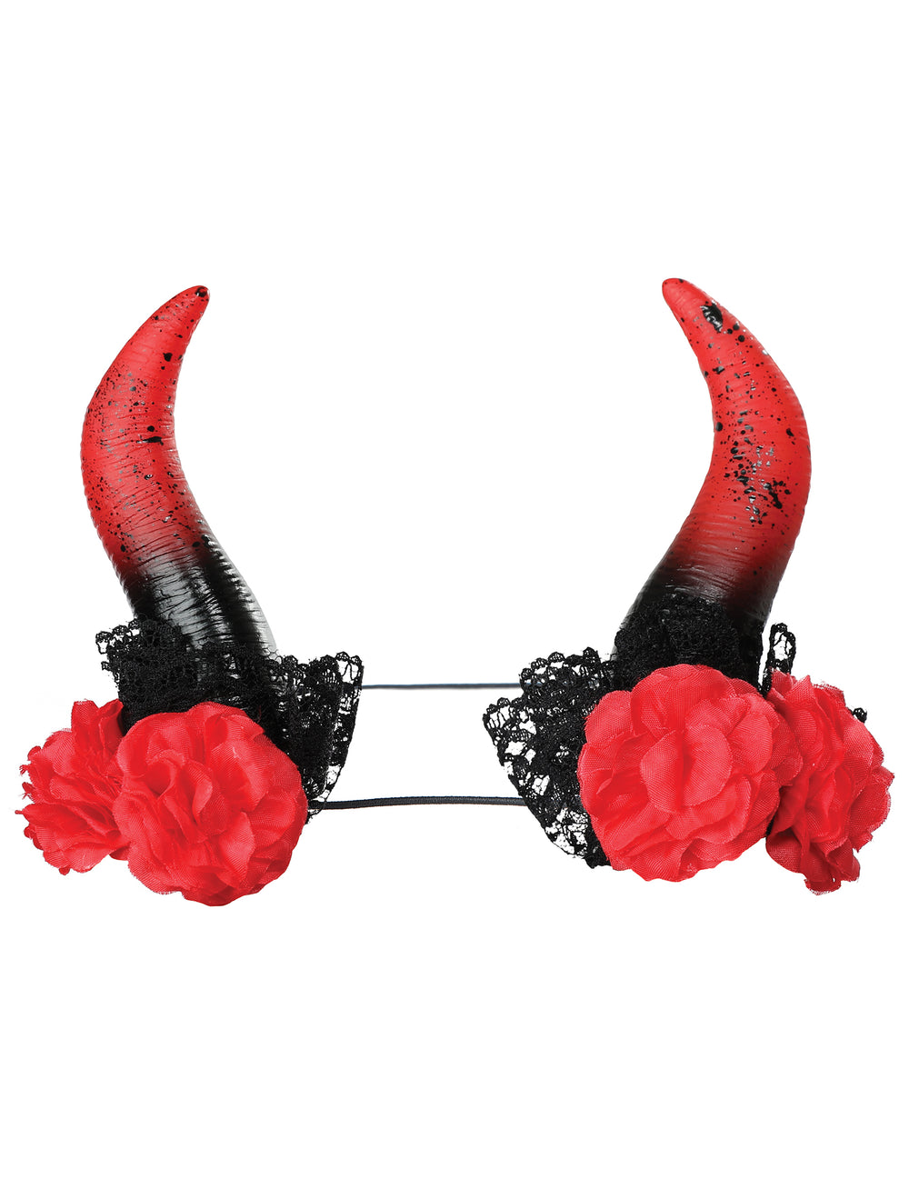 Détail des fleurs et de la dentelle des cornes démon enchantées