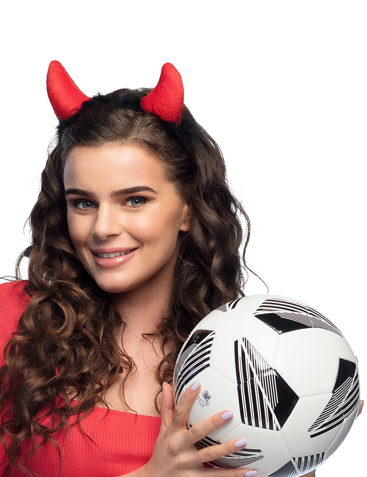 Mise en situation avec ballon de foot des cornes de diable pour adulte