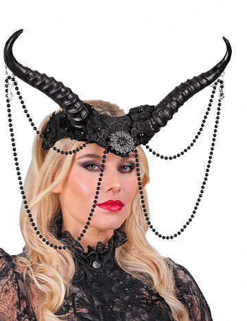 Démoni fekete szarv felnőtt gyöngyökkel