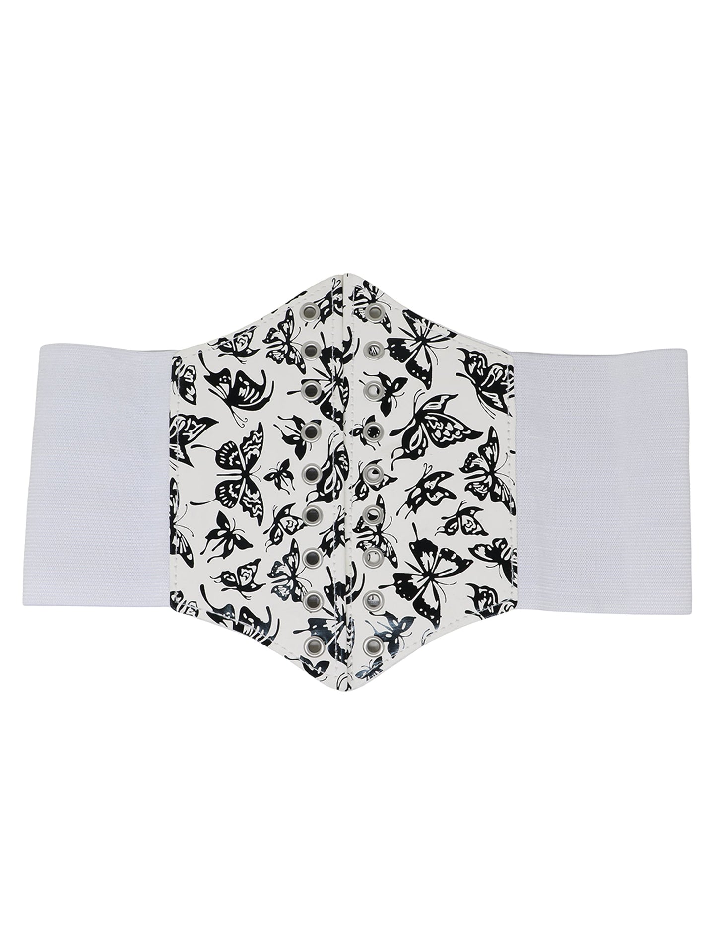 Vue de face du corset élastique motif papillon