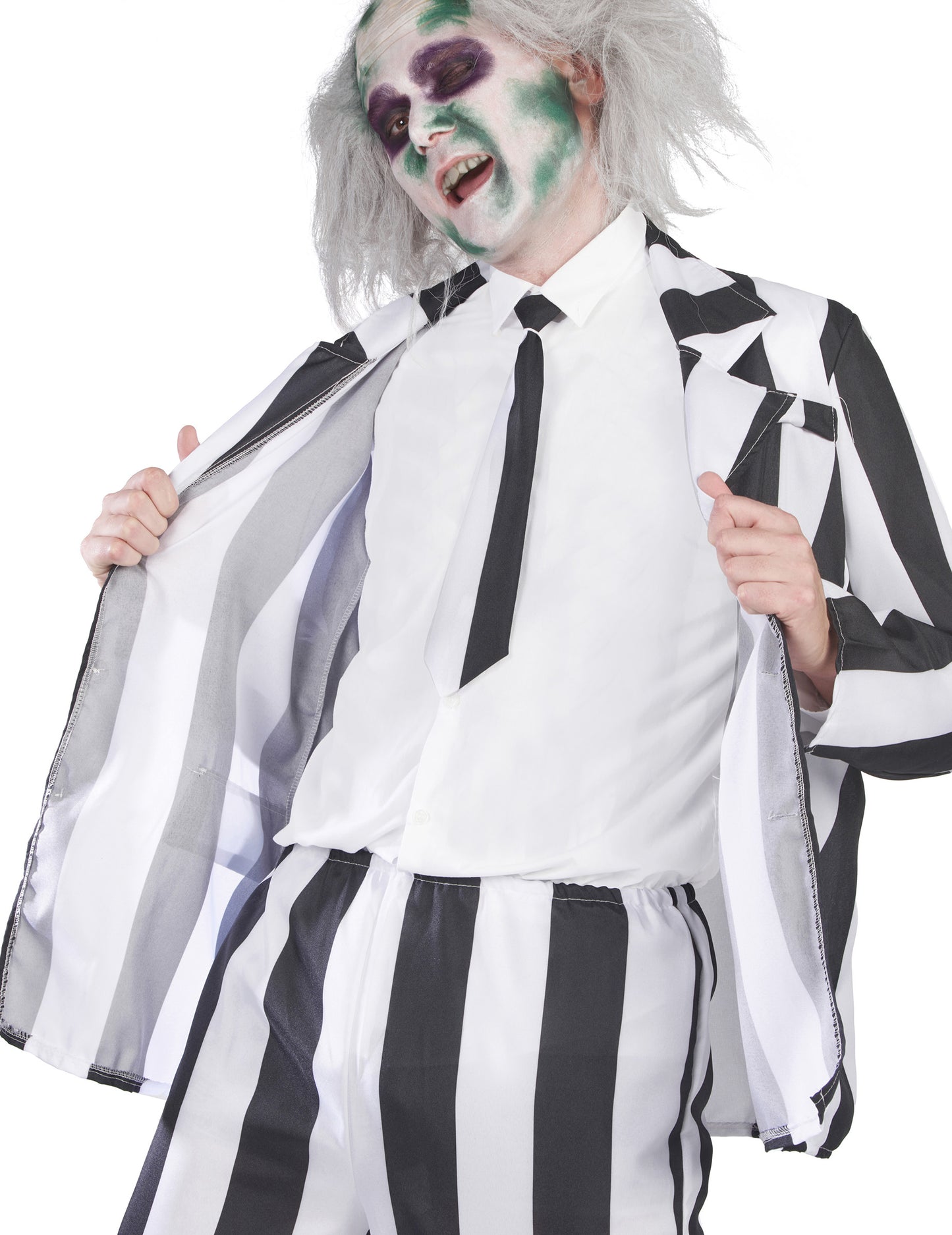 Férfi fekete-fehér csíkos szellemjelmez