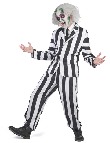 Fekete -fehér csíkos szellem jelmez felnőtt