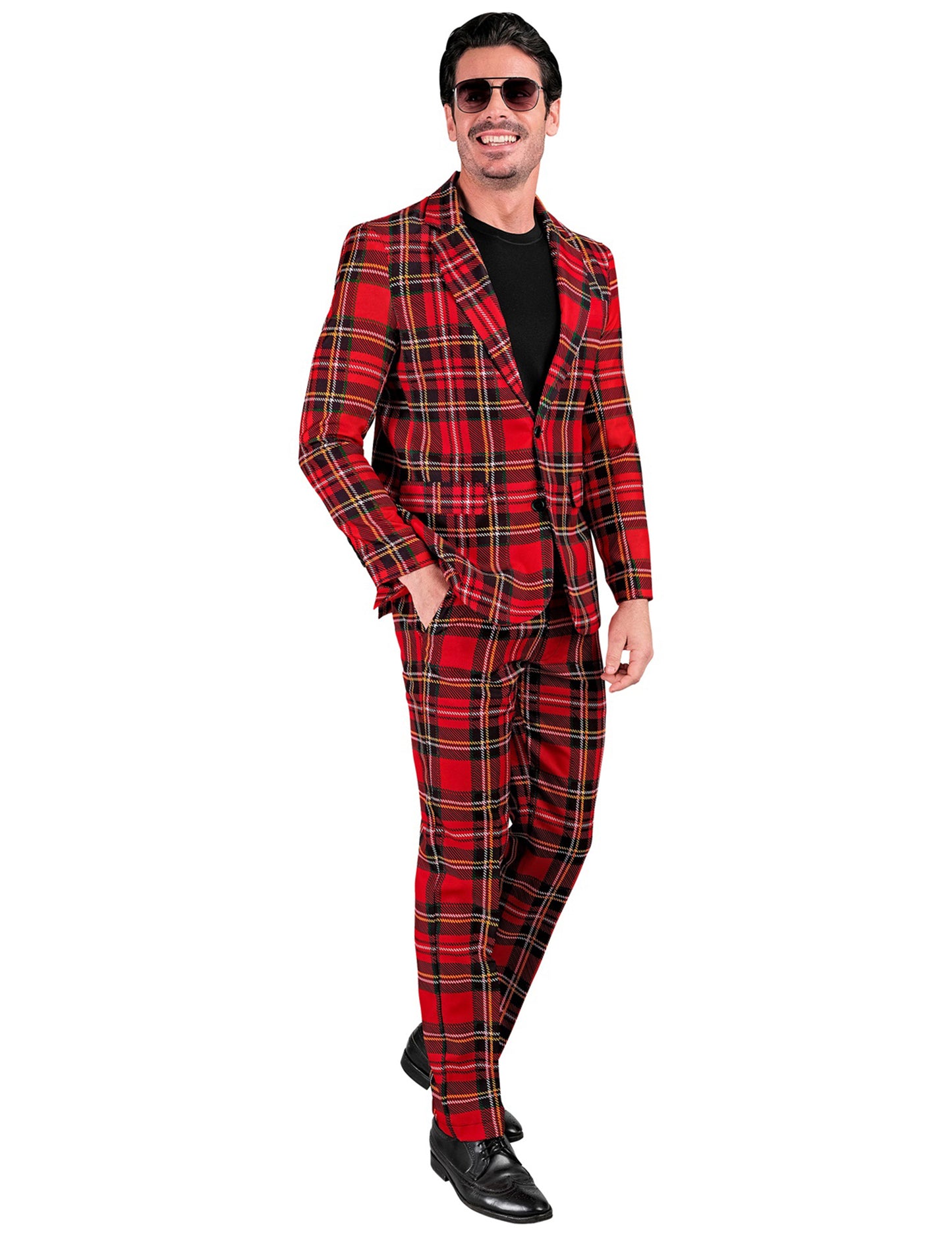 Costume imprimé tartan Ecossais pour adulte rouge et noir