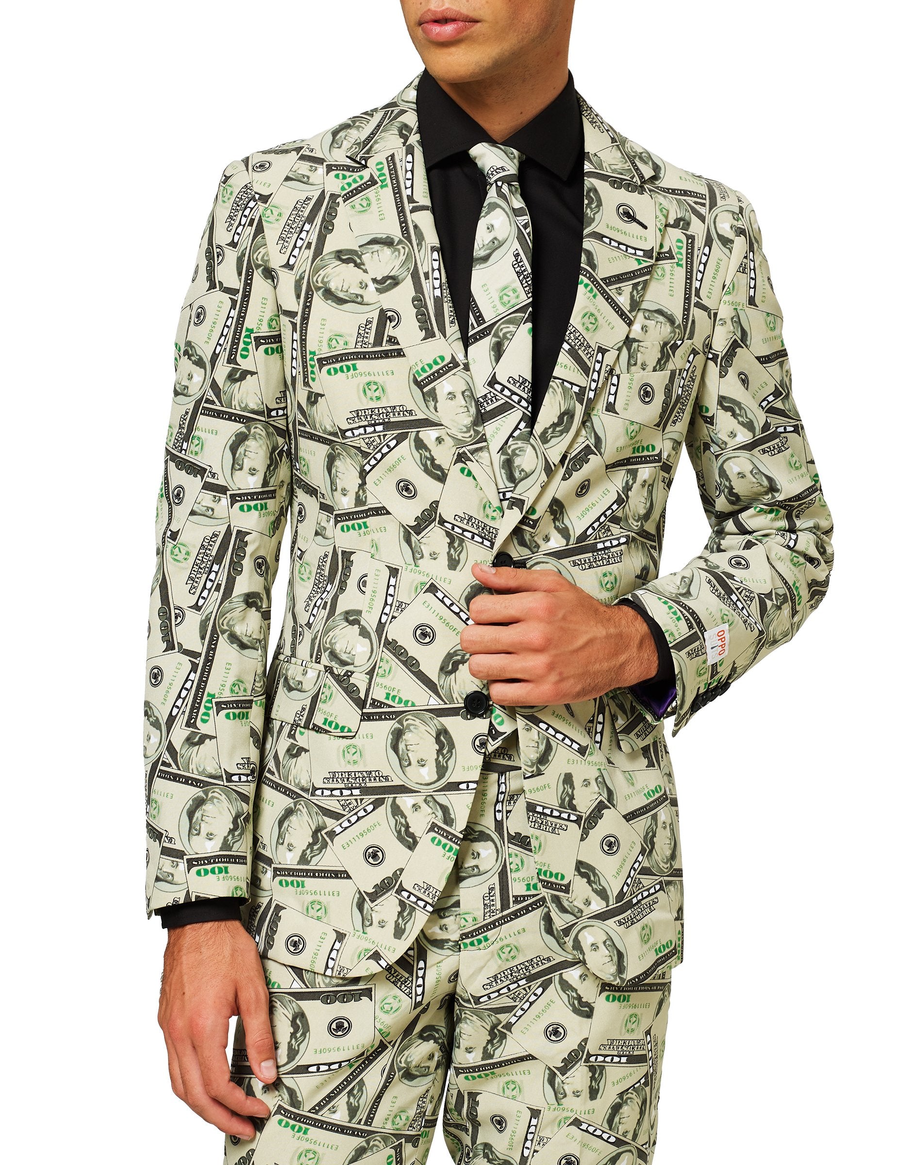 Détail de la veste et de la cravate du costume Mr. Cashanova