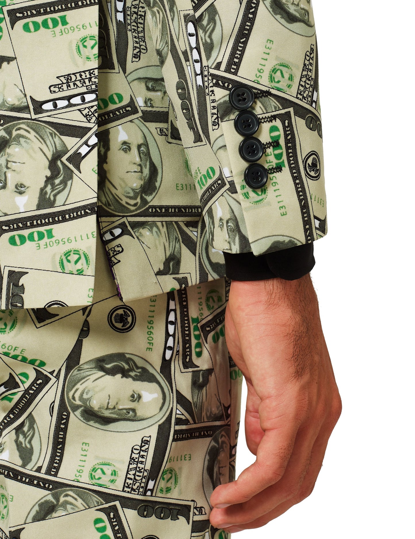 Détail des boutons de la manche du costume Mr. Cashanova