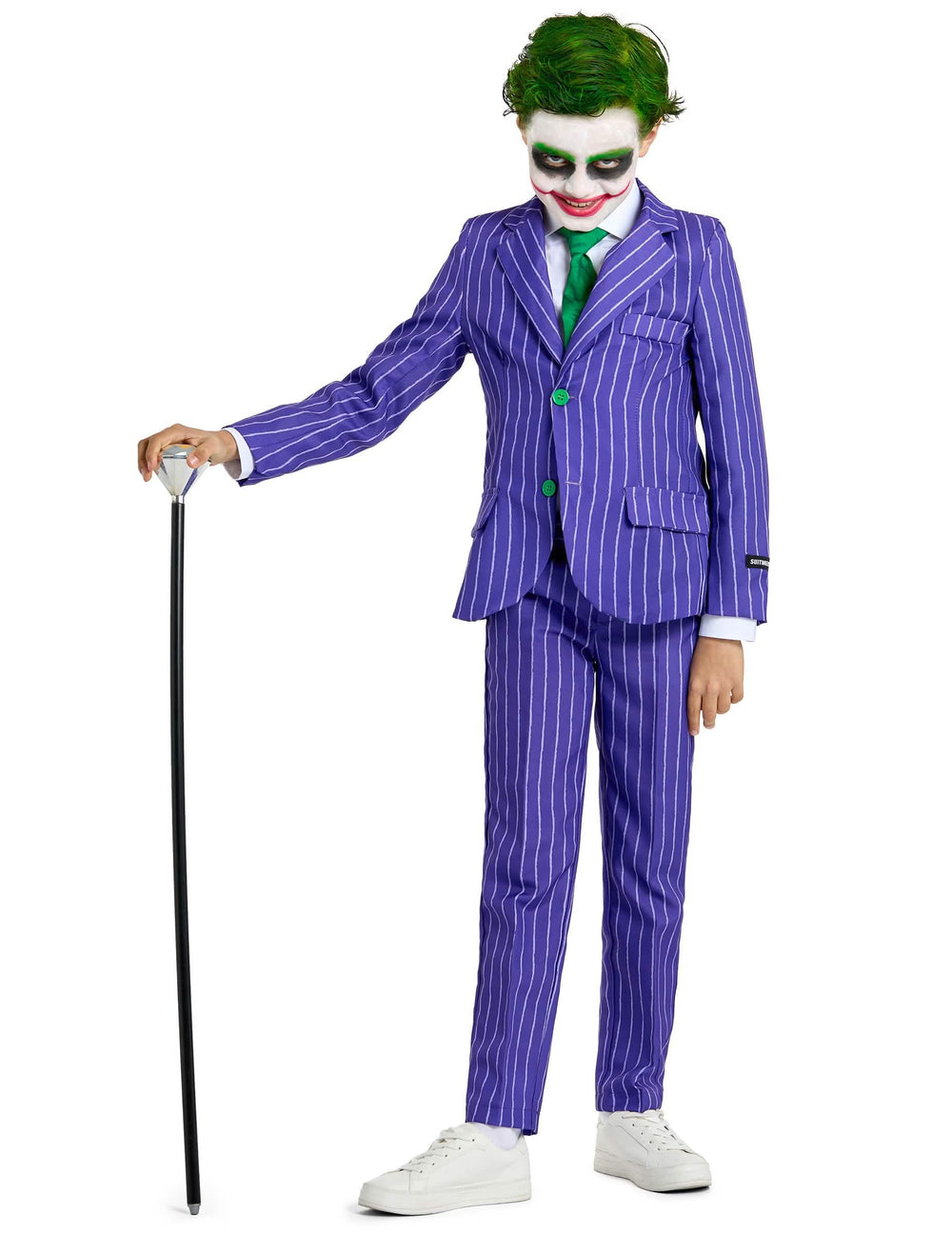 Mr. Joker gyermek jelmez lila csíkos zöld nyakkendővel