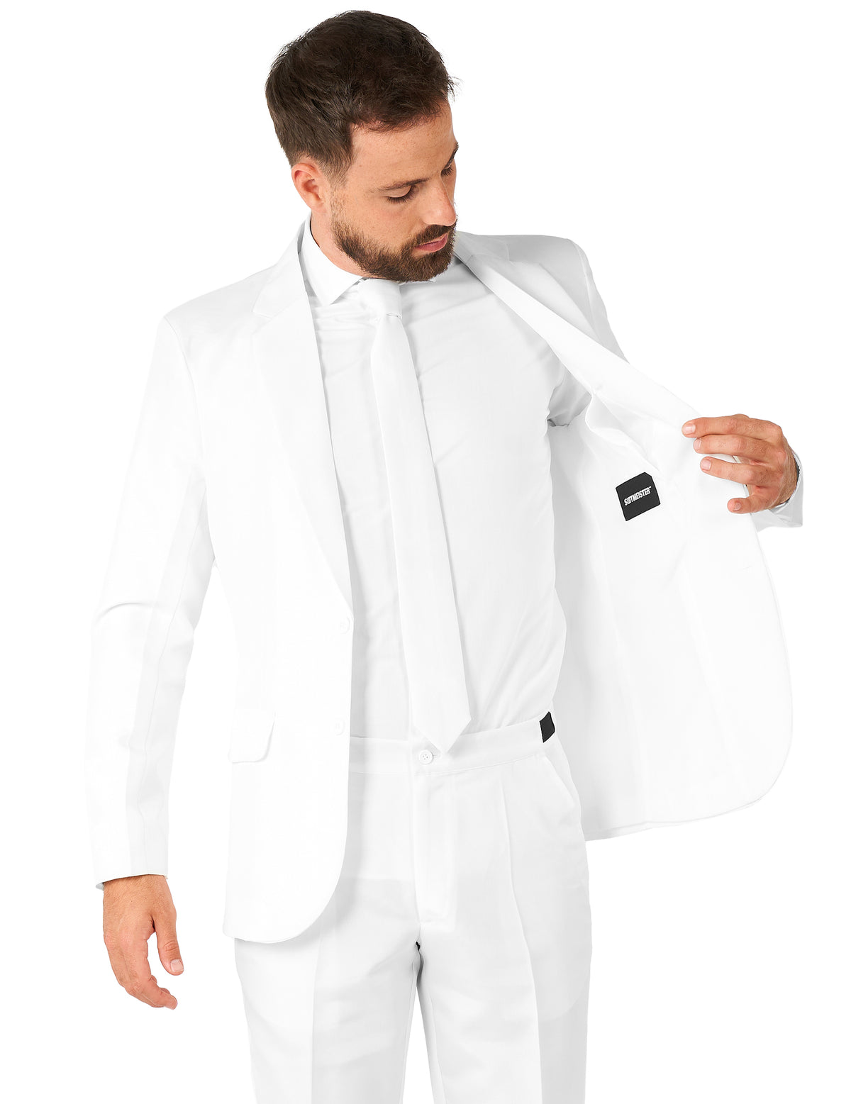 Férfi fehér Mr. Solid öltöny Suitmeister™