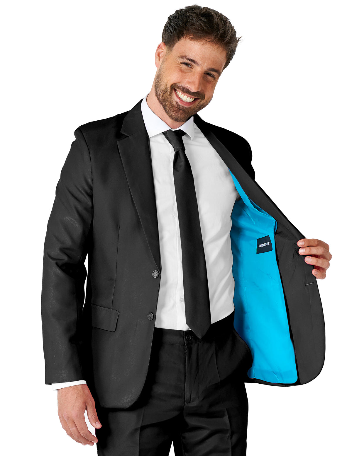 Suitmeister™ Férfi Fekete Mr. Egyszínű Öltöny