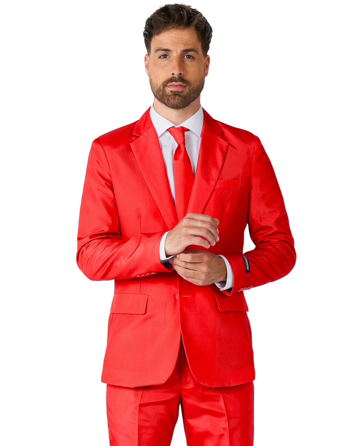 Mr. Solid piros öltöny férfiaknak Suitmeister™