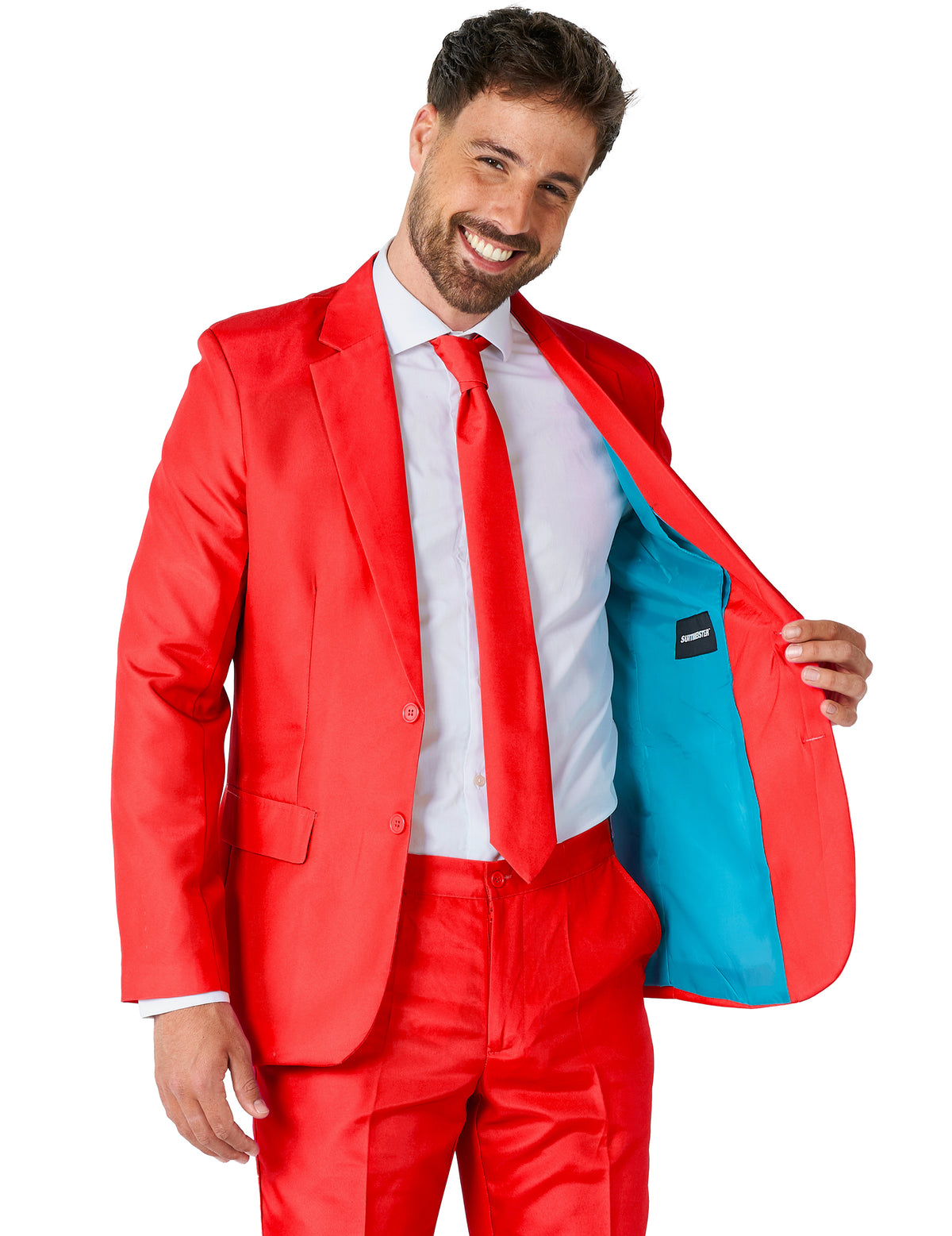 Mr. Solid piros öltöny férfiaknak Suitmeister™