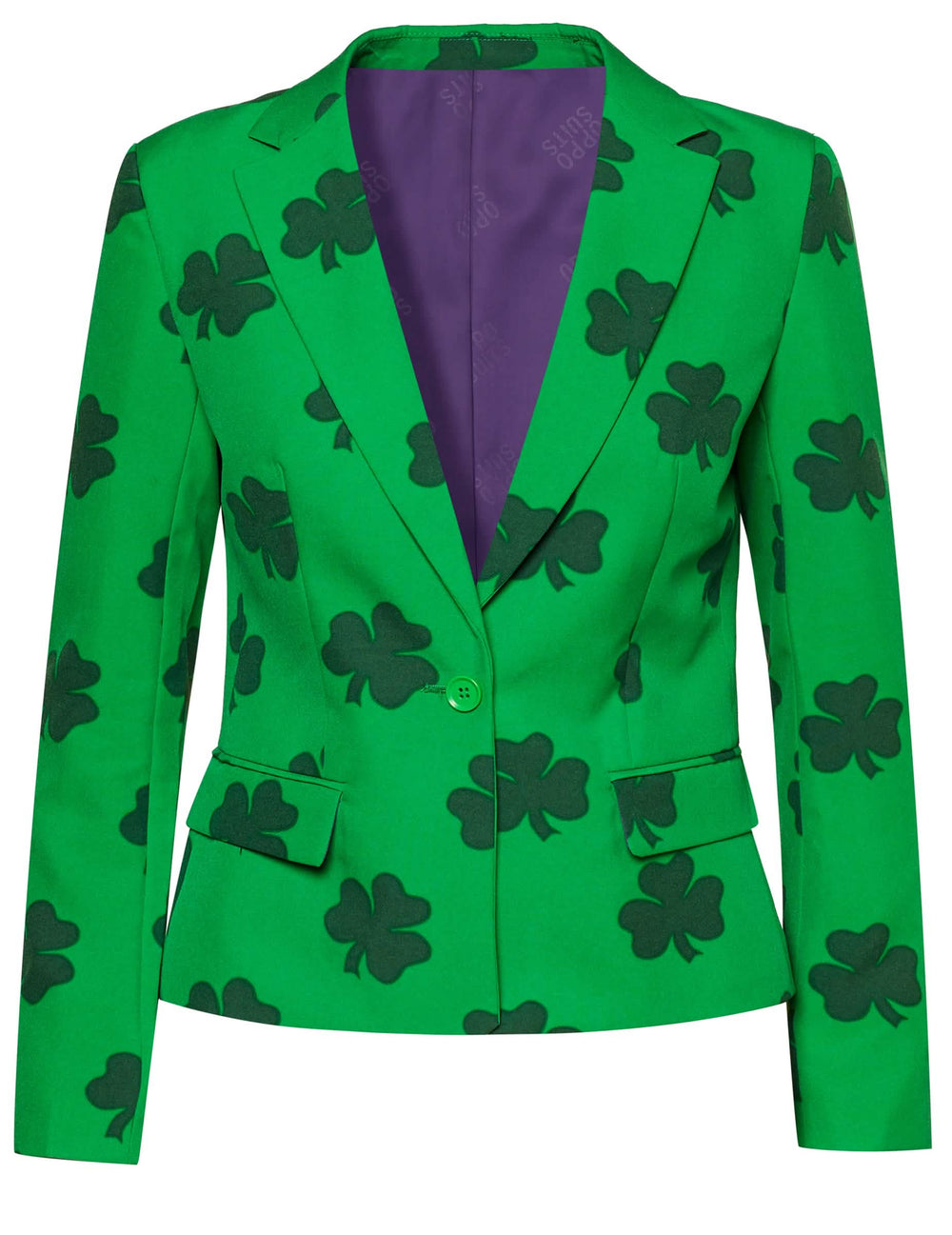 A Mrs. Lucky Opposuits St Patrick kosztüm zakójának részletei