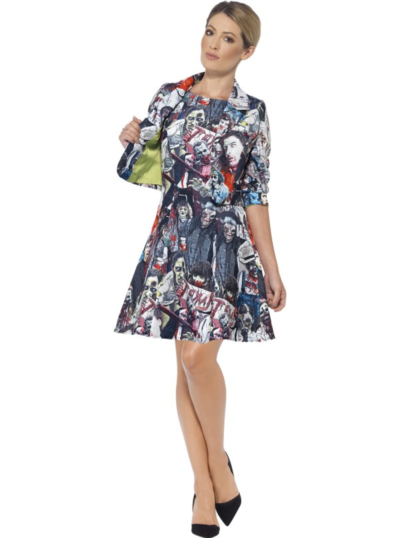 Costume Mrs. Zombie pour femme imprimé zombies multicolore
