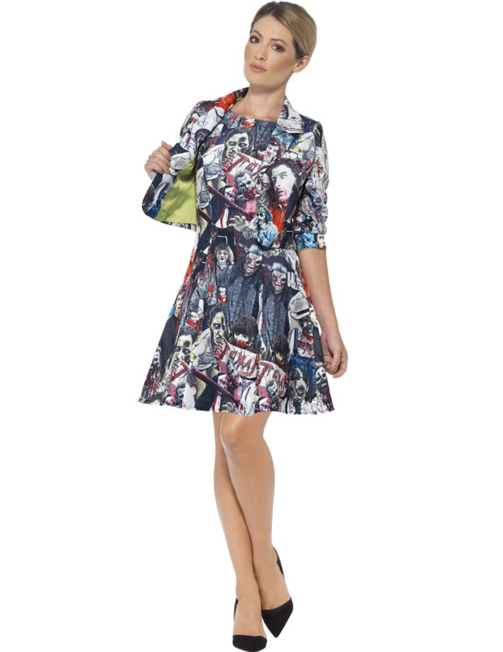Costume Mrs. Zombie pour femme imprimé zombies multicolore