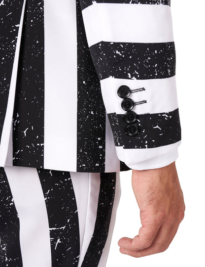 Détail des boutons de manche du costume Beetlejuice Opposuits