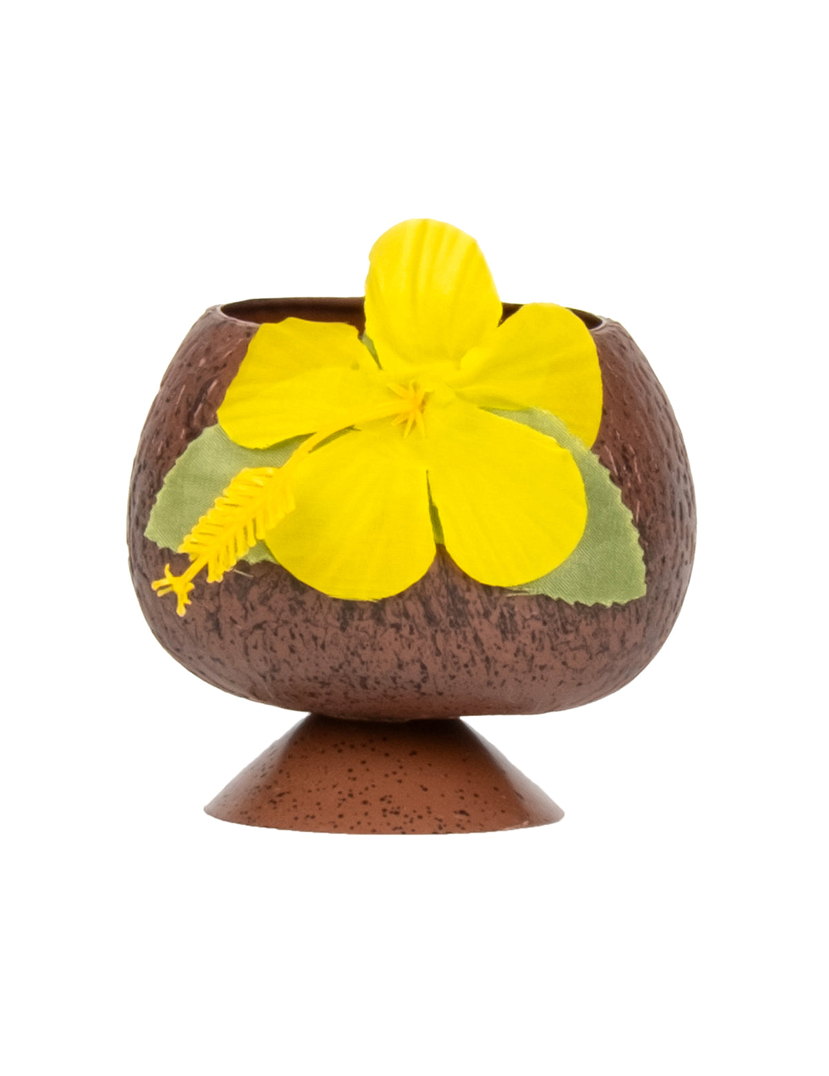 Vue de face avec fleur jaune de la Coupe Hawaï noix de coco tropicale
