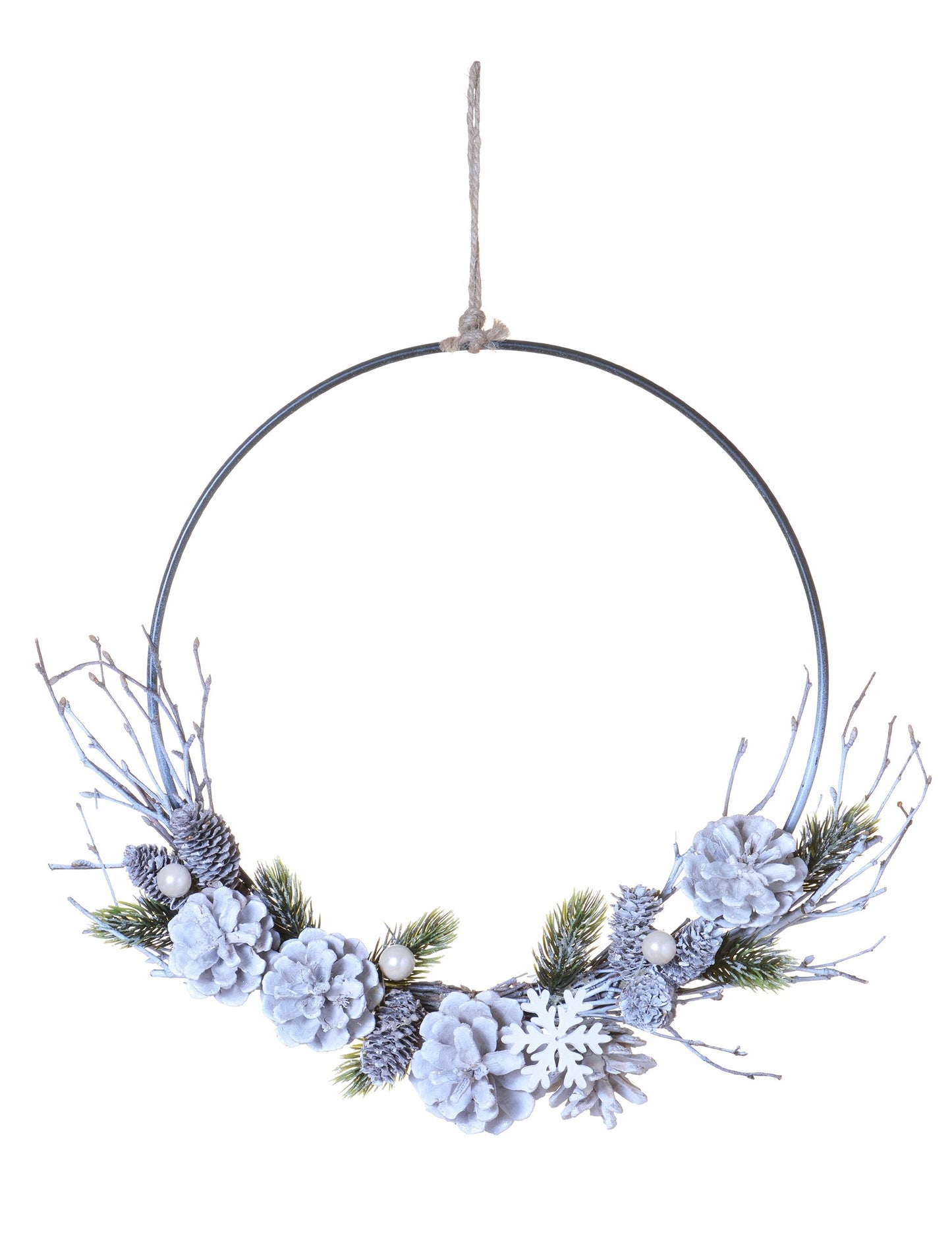 Függő koszorú matt fenyőtobozokkal 35 cm poláris karácsonyi díszek