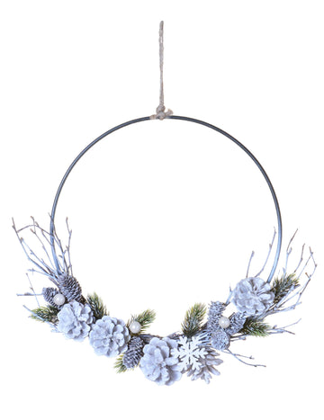 Függő koszorú matt fenyőtobozokkal 35 cm poláris karácsonyi díszek