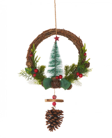 Hagyományos függeszthető karácsonyi koszorú 39 cm 