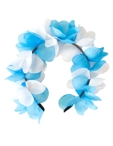 Couronne de fleurs pour adulte bleue et blanche