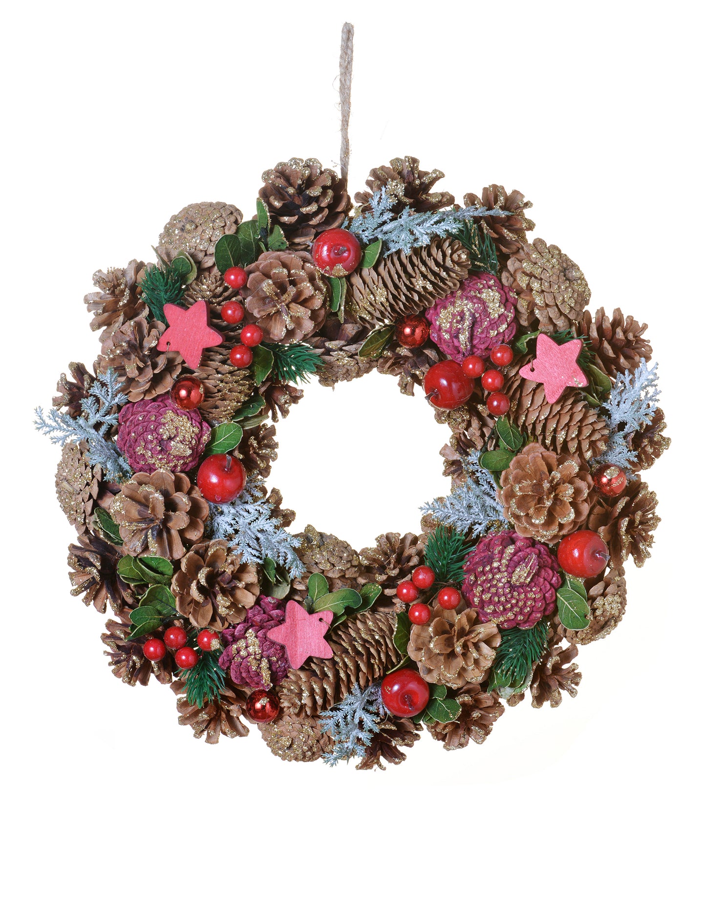 Hagyományos természetes karácsonyi koszorú 35 cm fenyőtobozokkal