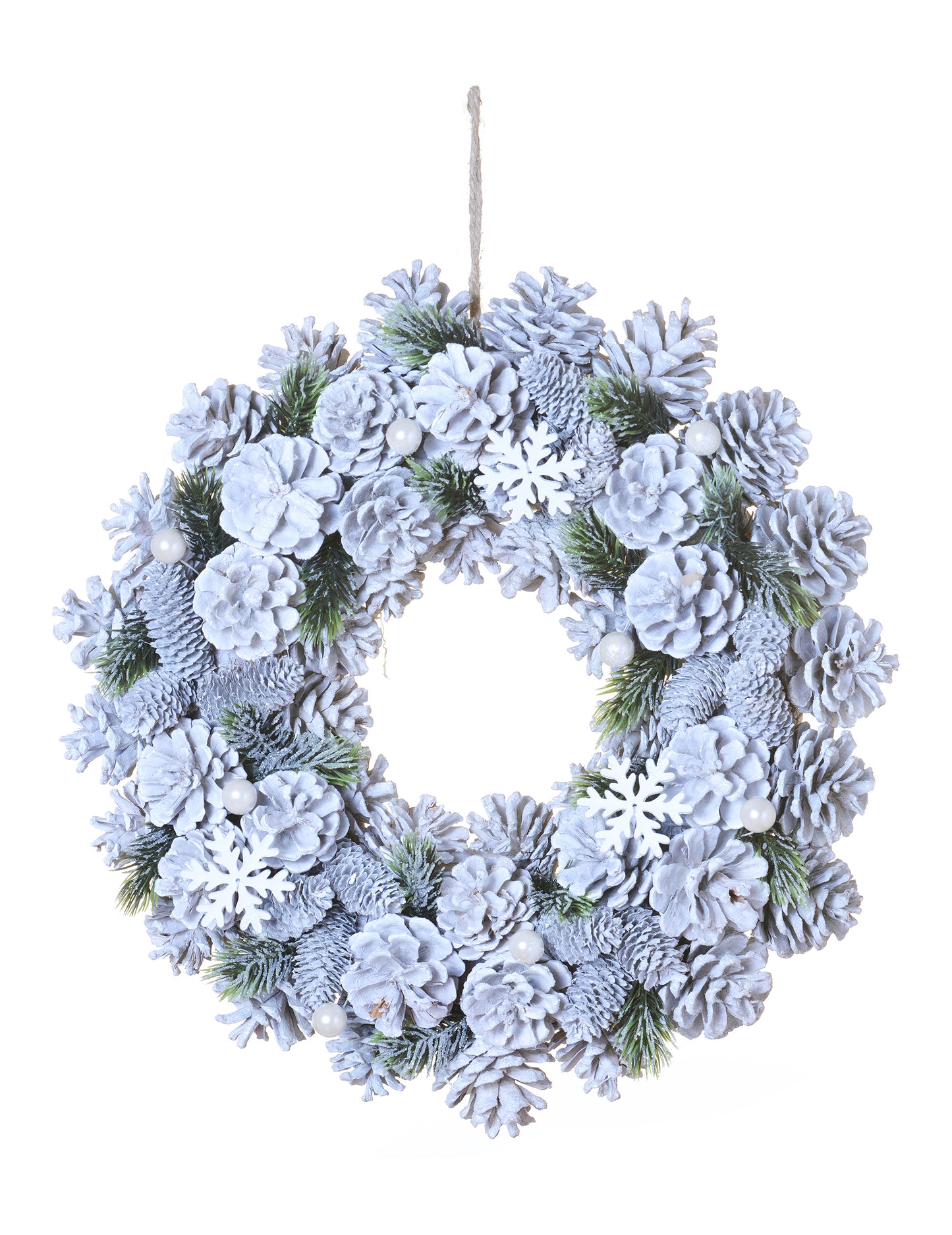 Fagyos tobozos karácsonyi koszorú 35 cm 