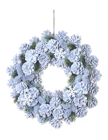 Fagyos tobozos karácsonyi koszorú 35 cm 