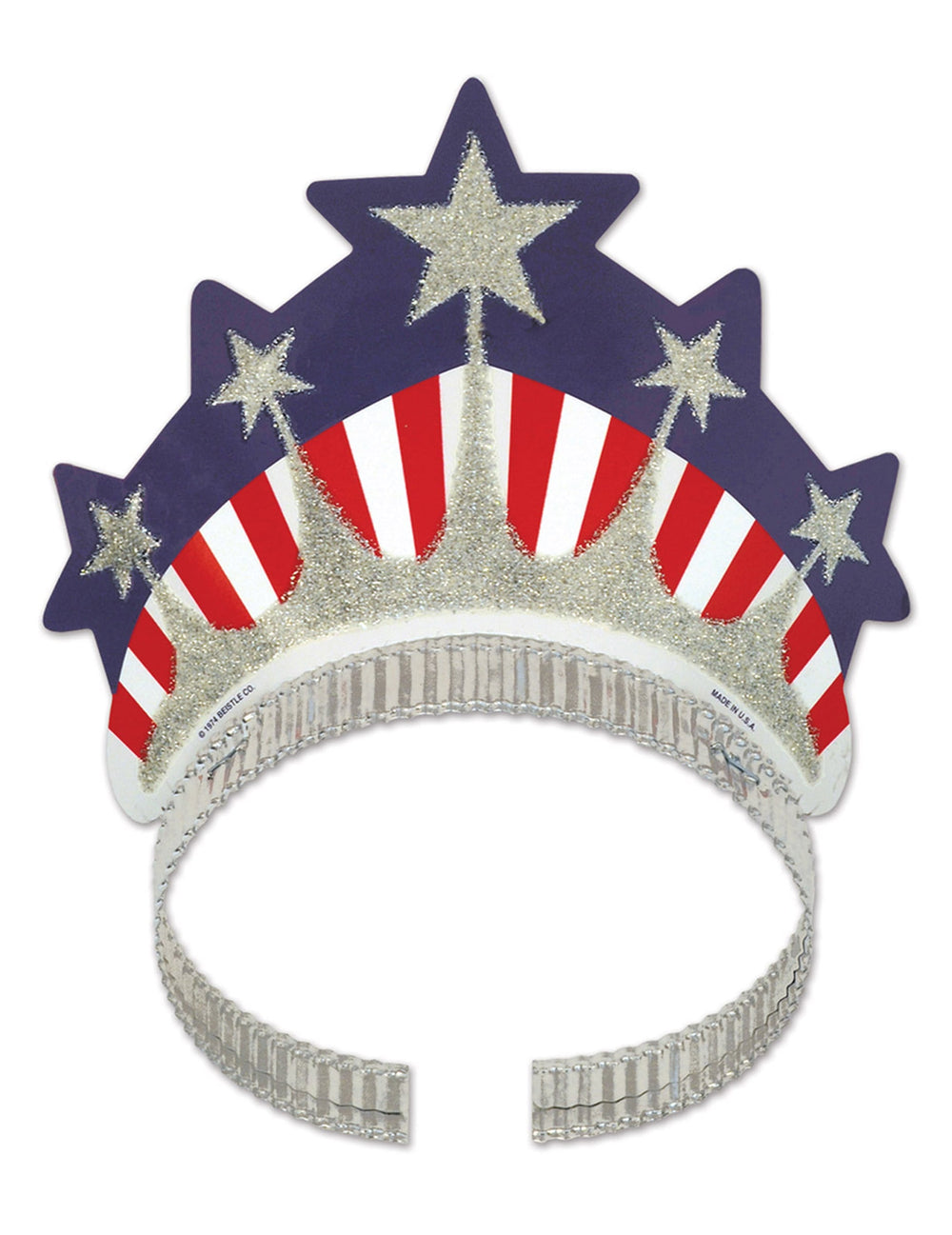 Couronne Miss Liberty bleu blanc rouge et argenté pailleté