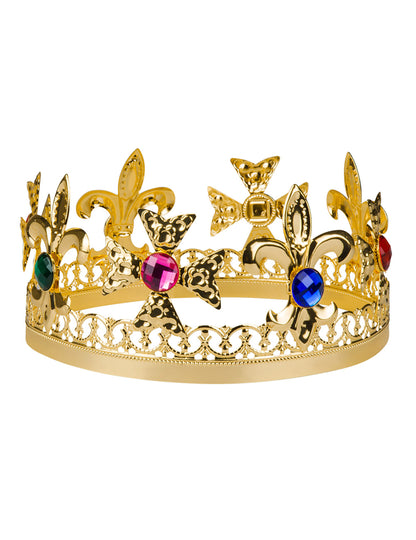 Détail des joyaux colorés et des ornements de la couronne de roi avec faux joyaux