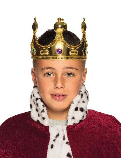 Couronne de roi pour enfant dorée avec pierres colorées