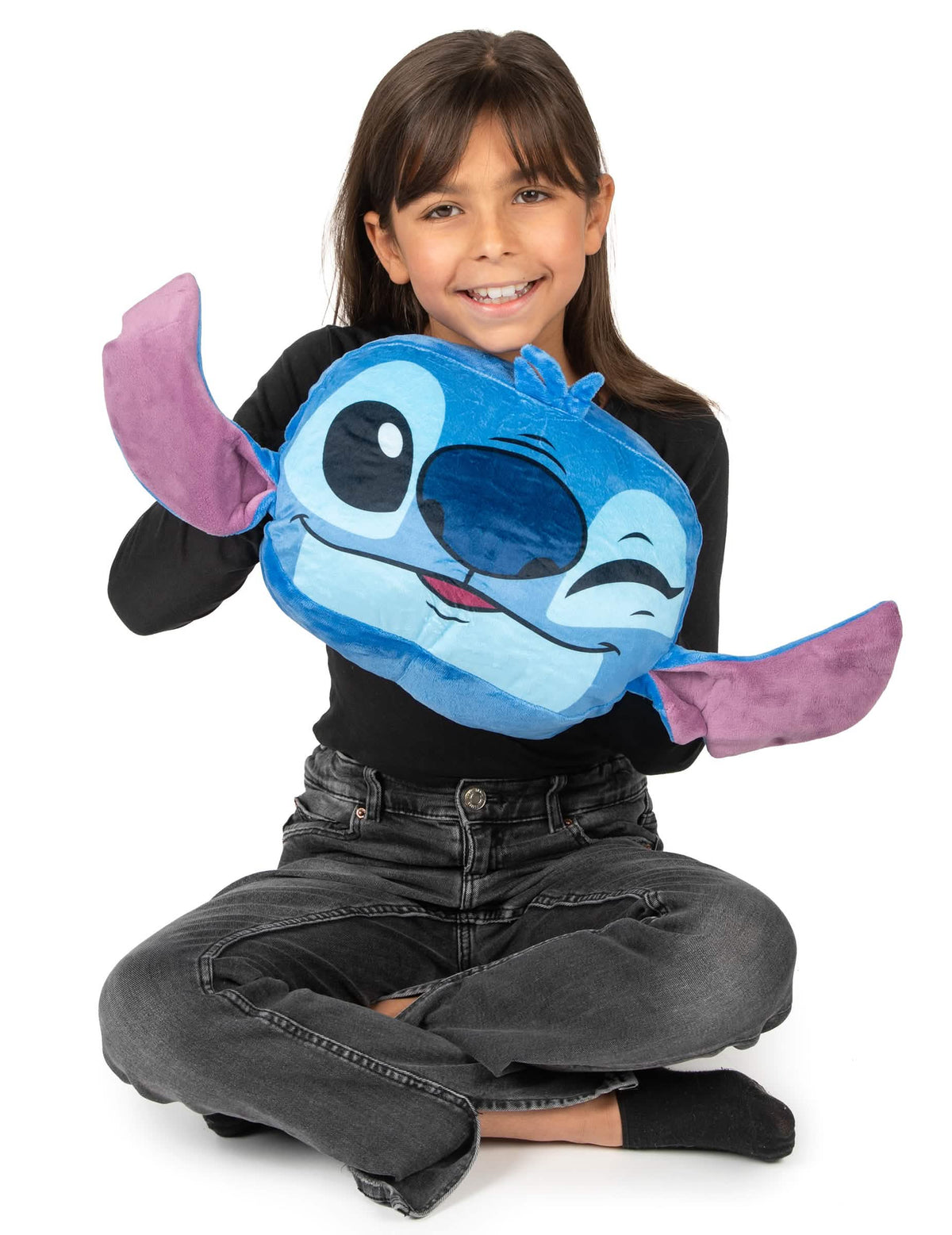 Coussin Cocooning en Forme de tête Stitch Lilo & Stitch pour enfant bleu