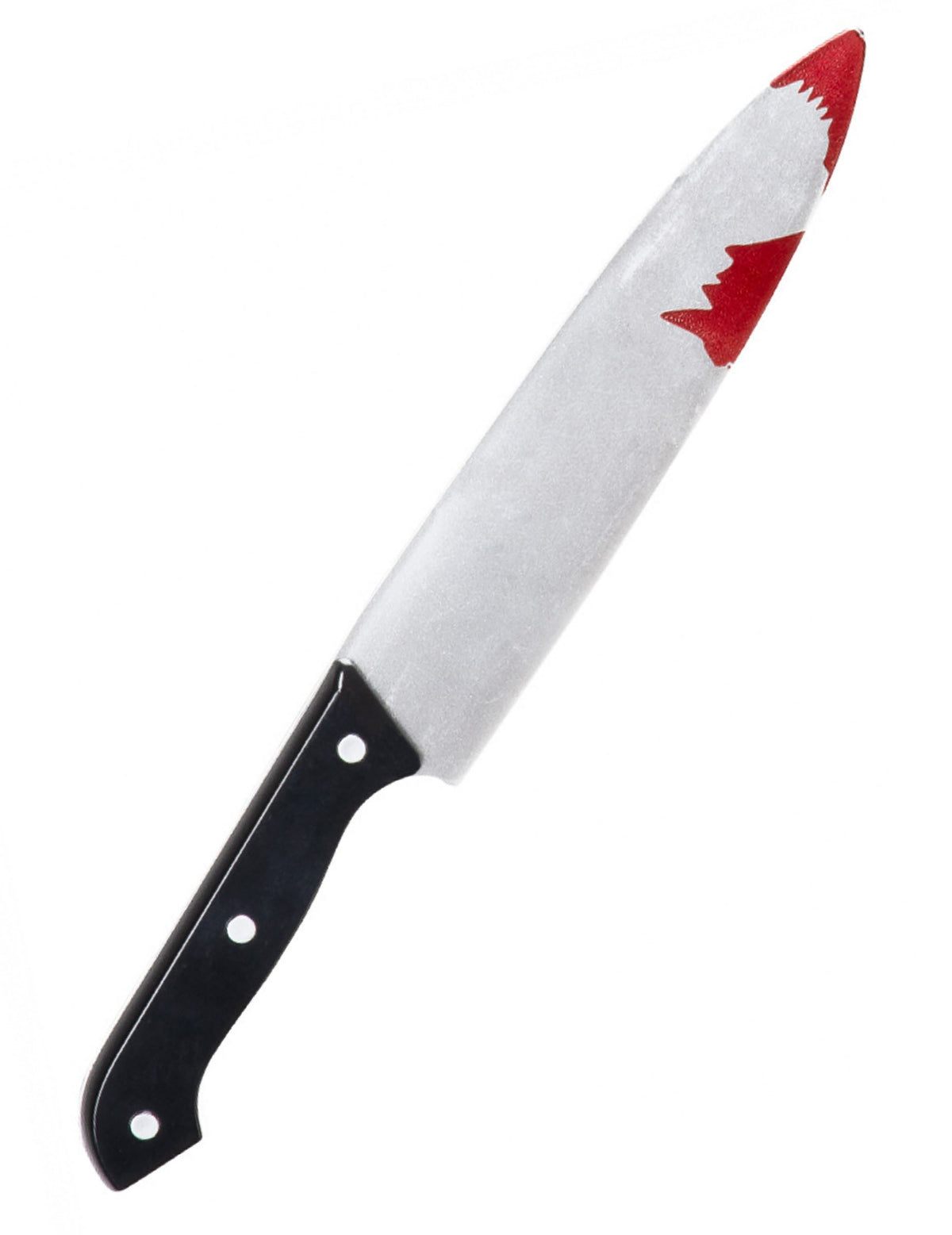 Couteau plastique Halloween pour adulte ensanglanté avec manche noir