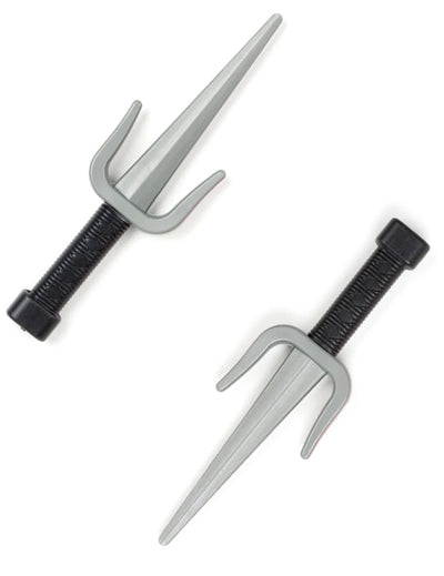 Couteaux de ninja en plastique pour déguisement gris et noir